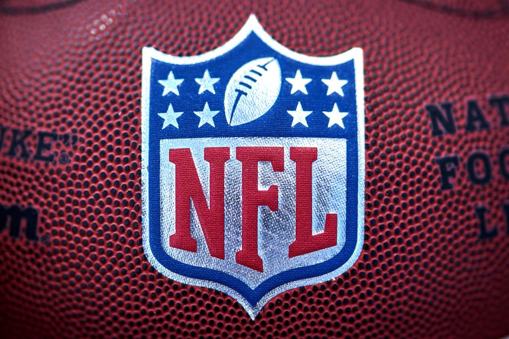 NFL logo on a football.