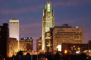 Downtown Omaha, Nebraska, at night 