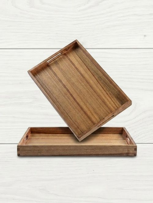 17-Inch Acacia Wood Serving Trays With Handles