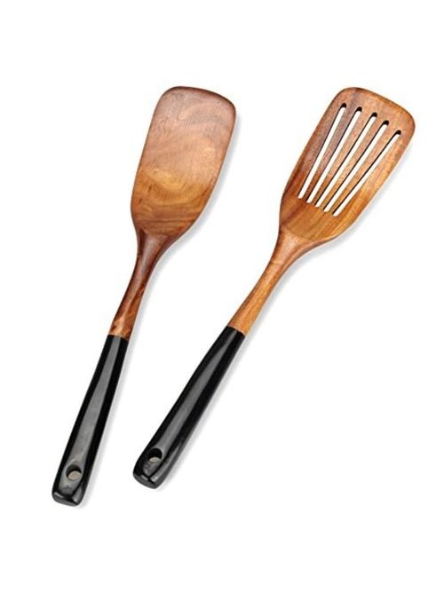 2 Pcs Wooden Spatula Set 