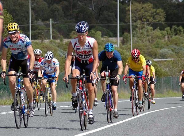 Nick Gates leads the way as riders try and hold his wheel.