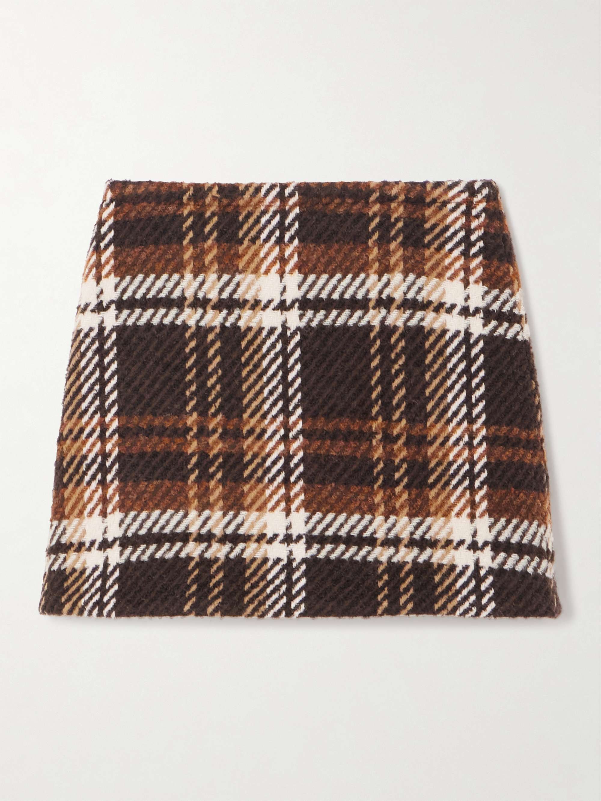 Checked Wool-Blend Mini Skirt