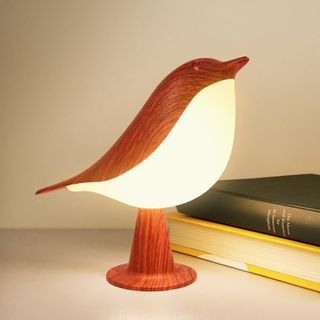 Deogos Small Desk Lamp, Bird Lamp Bedside Lamps With 3 Color Temperature and Touch Sensor,cordless Lamp Kids Night Light With Rechargeable Battery for Bedroom Nightstand Bedside Table - Red