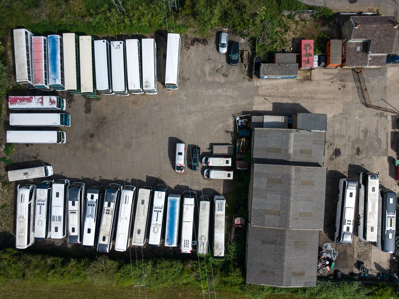 Photo of a bus depot from above taken with the DJI Lito 1 beginner drone
