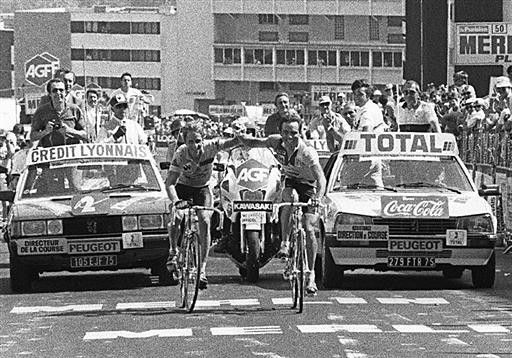 Greg LeMond and Bernard Hinault topped the mountain