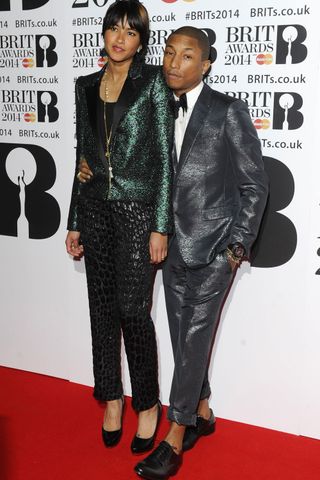 Pharrell Williams and wife Helen Lasichanh at the Brit Awards 2014
