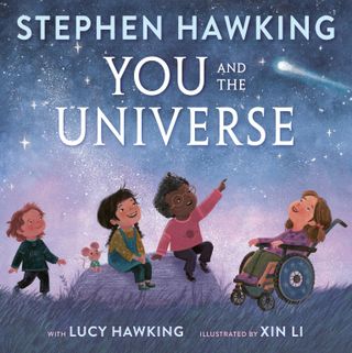 a book cover with four children looking up at the sky under the words "You and the universe"