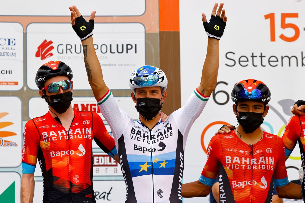 Giro della Toscana 2021 6th Edition Pontedera Pontedera 1915 km 15092021 Sonny Colbrelli ITA Bahrain Victorious photo Luca BettiniBettiniPhoto2021