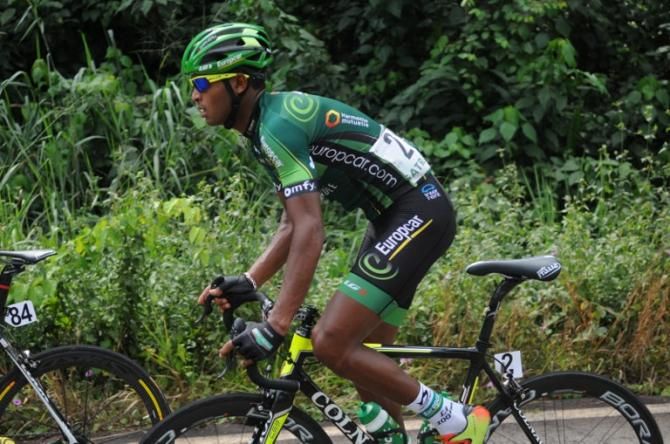 Natnael Berhane (Europcar) in action at Tropicale Amissa Bongo.