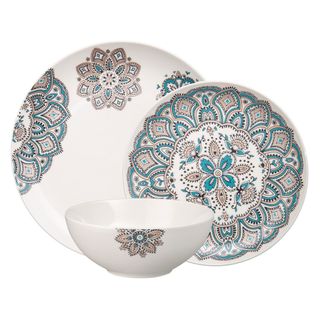 mandala tableware with printed blue with white dishes