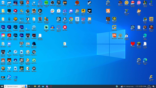 A cluttered desktop