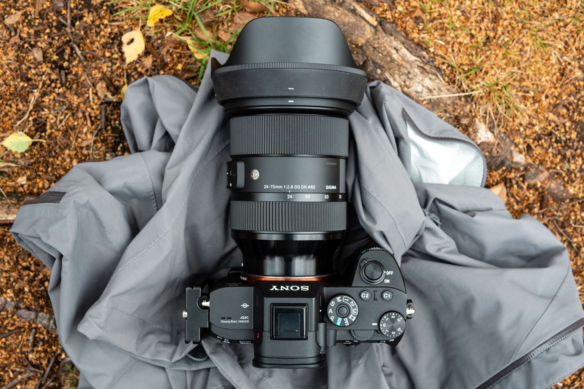 A camera on a rainjacket as an alternative method of support to a tripod