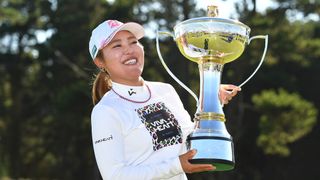 Ayaka Furue with the trophy after the 2022 Trust Golf Women’s Scottish Open
