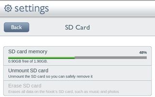 Nook SD Card Settings
