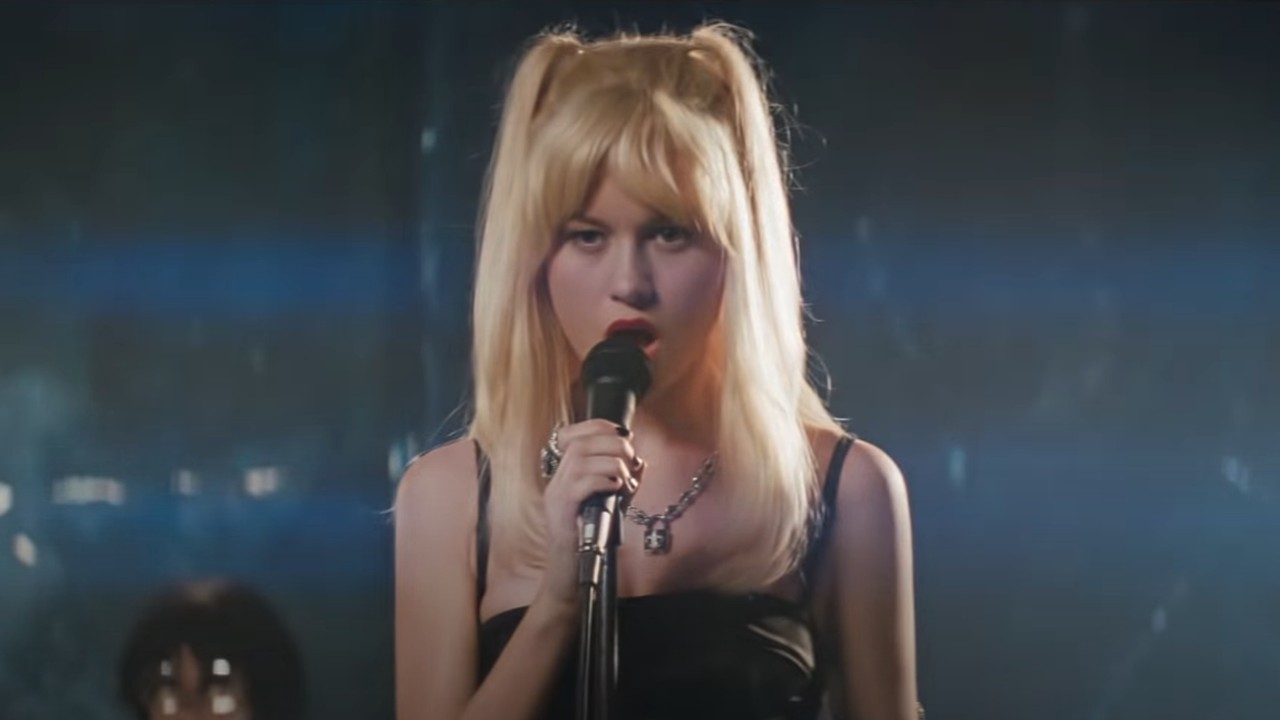 Brie Larson as Envy Adams performing with her band The Clash at Demonhead in Scott Pilgrim vs. The World