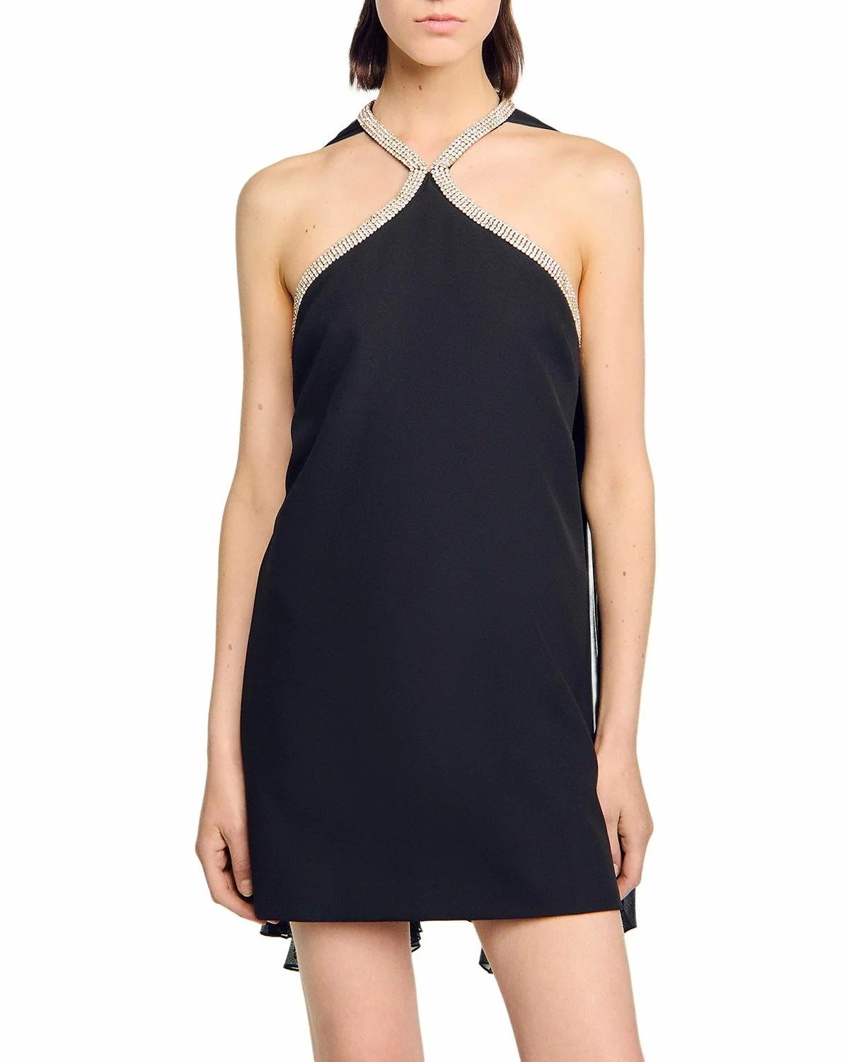 Embellished Mini Cape Dress