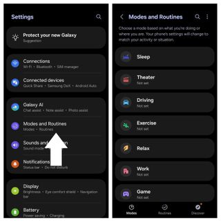 Modes and routines on a Samsung phone