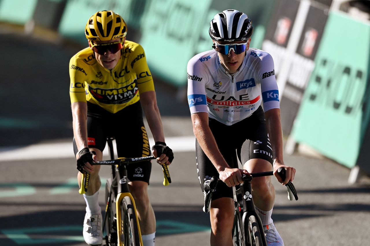 Tadej Pogačar and Jonas Vingegaard at the 2023 Tour de France