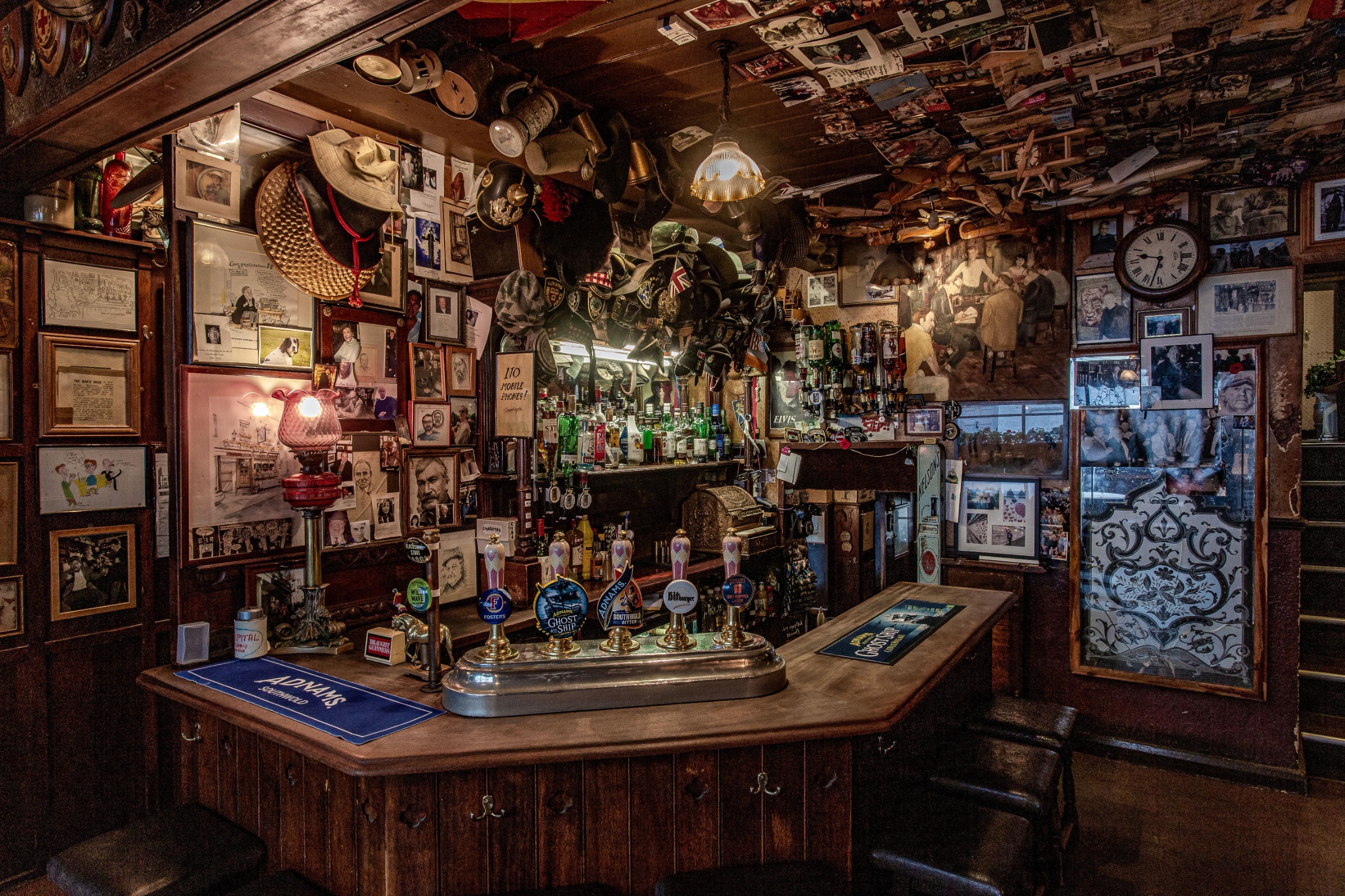 The interior of the Nags head, filled with trinkets