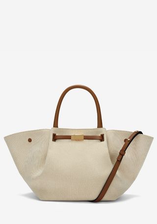 The Midi New York | Salt & Pepper Canvas Tan Smooth | Demellier