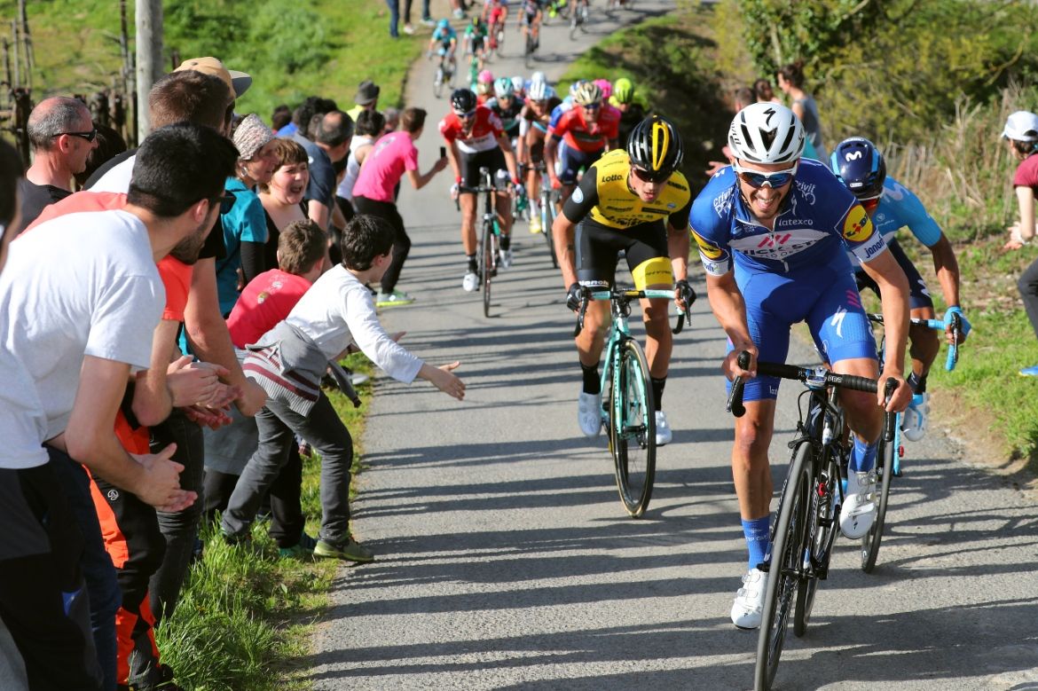 Julian Alaphilippe (Quick-Step Floors) attacks the climb