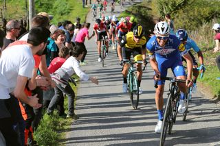 Julian Alaphilippe (Quick-Step Floors) attacks the climb