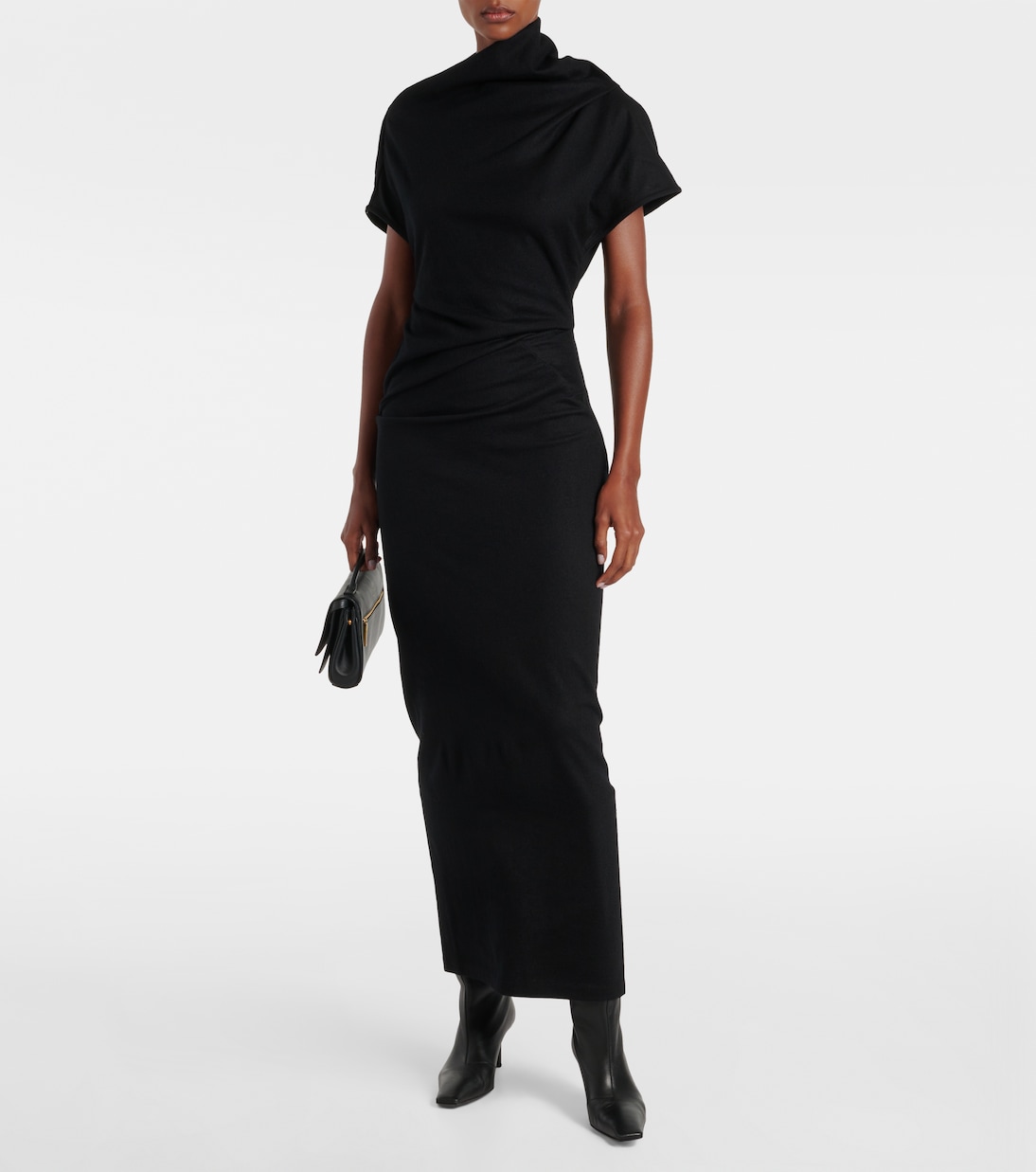Draped Wool Maxi Dress