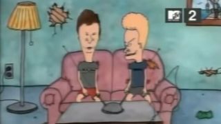 Beavis and Butt-Head sitting on the couch