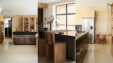 Three images of minimalist kitchen