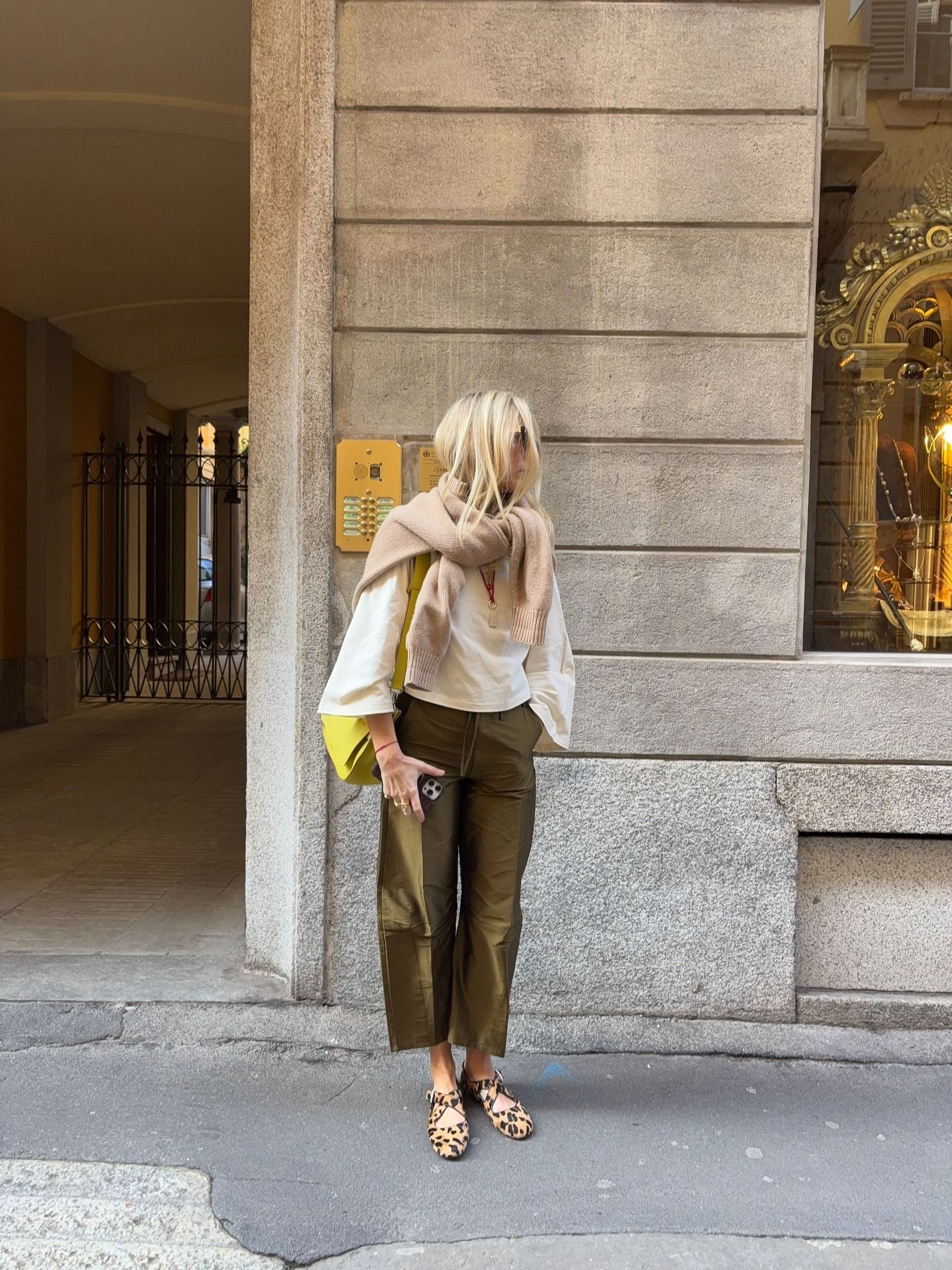 Influencer wearing taffeta pants