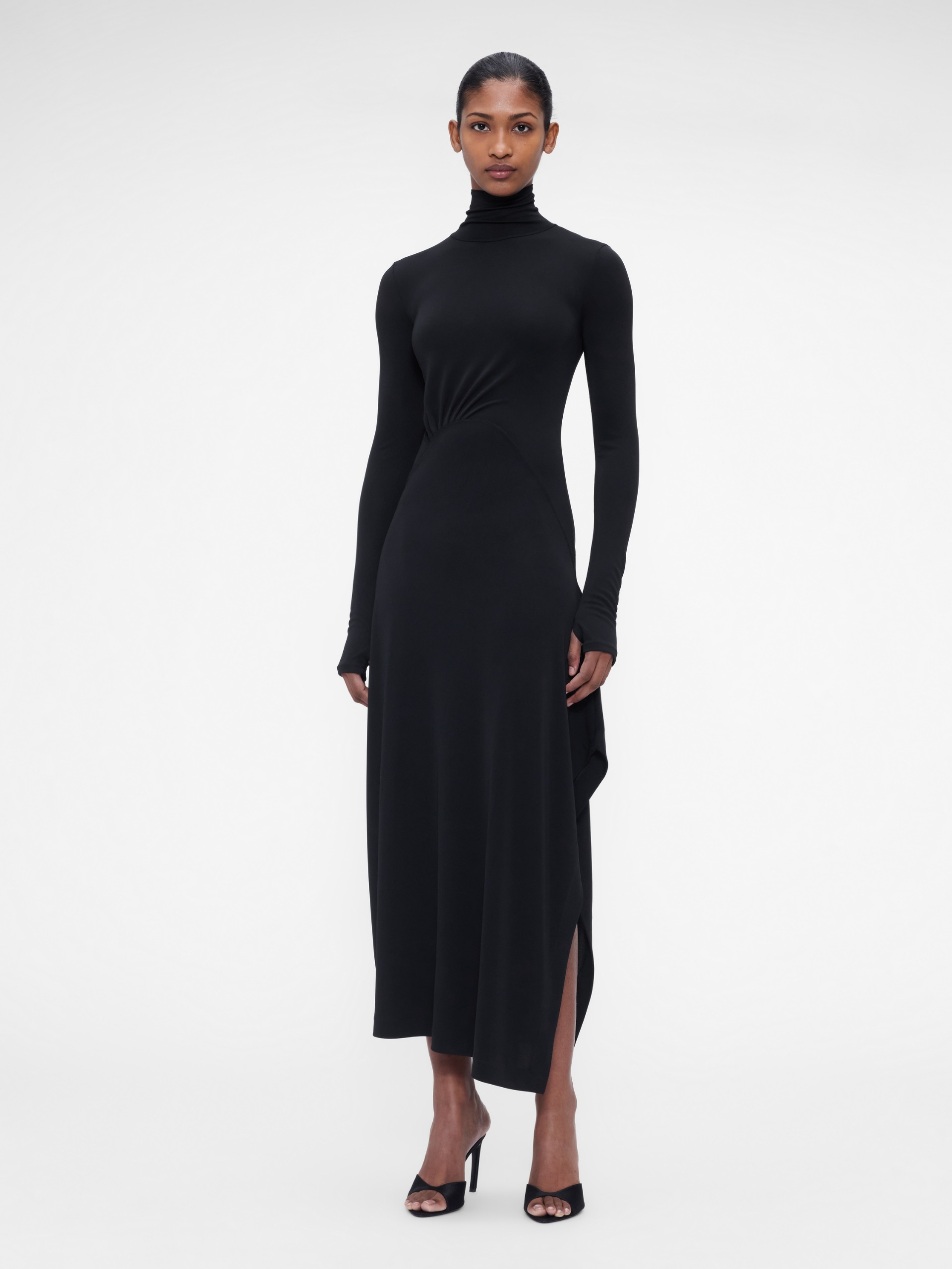 DRAPED HIGH NECK DRESS
