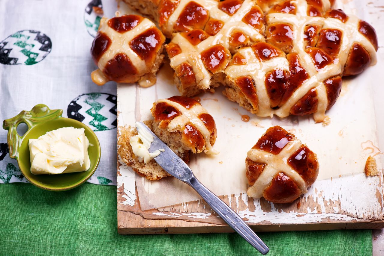 A selection of hot cross buns for Easter