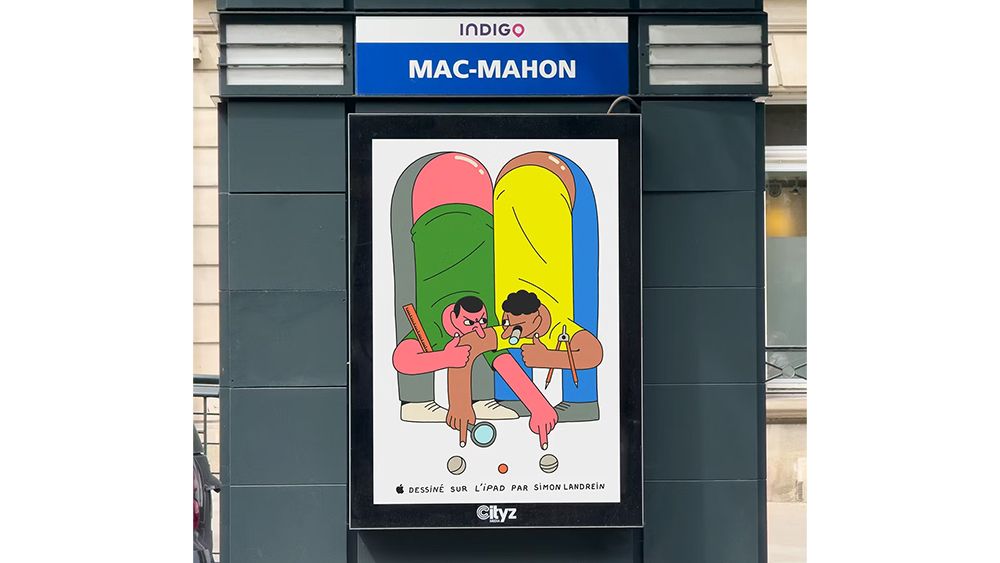 Apple iPad adverts featuring colourful illustrations of Olympic sports in Paris
