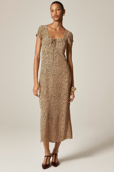 J.Crew, Squareneck Slip Dress in Spot Print