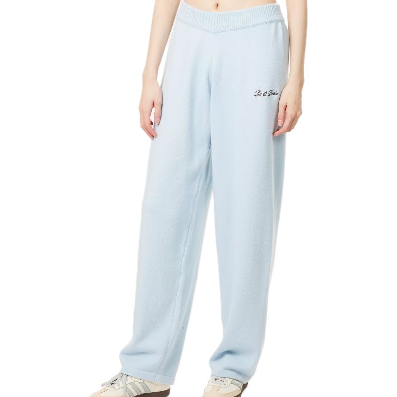 RU &amp;amp; ROCKA, Brand-Embroidery Wide-Leg Knitted Jogging Bottoms