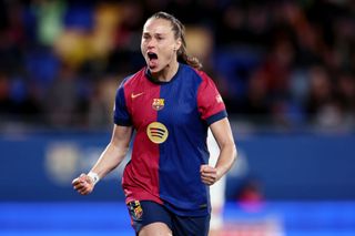 Ewa Pajor celebrating while playing for Barcelona