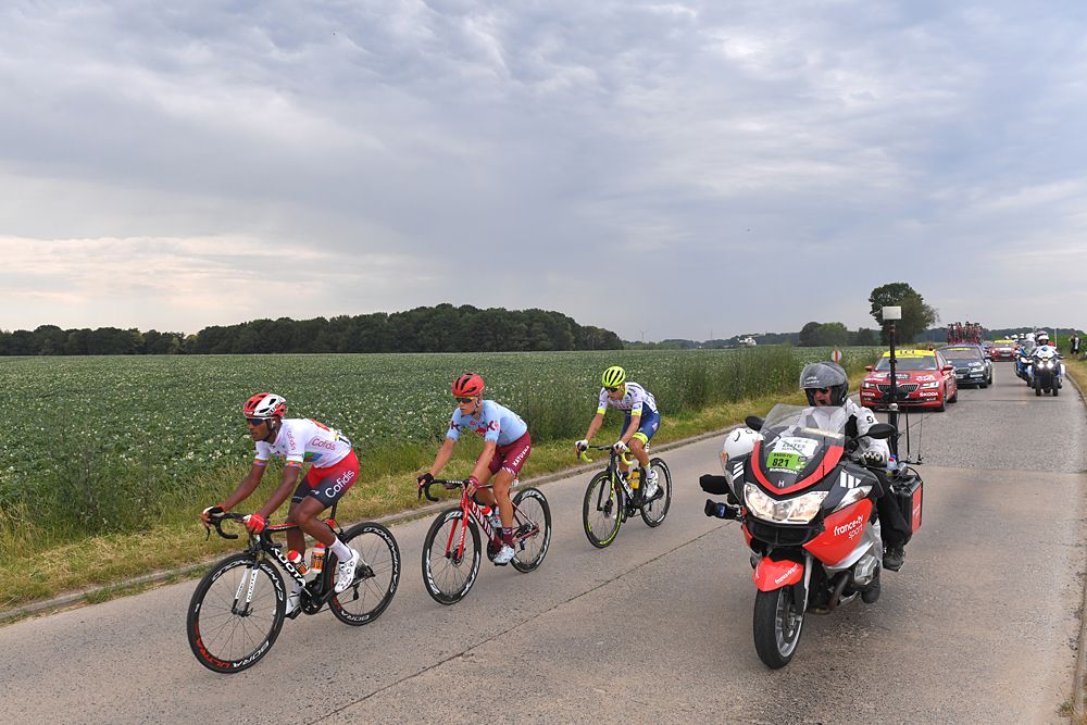 Xandro Meurisse, Mads Wurtz Schmid, Natnael Berhane stage 1 at the Tour de France