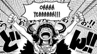 Luffy yells "Oh yeaaah!" in the One Piece manga Chapter 1131.