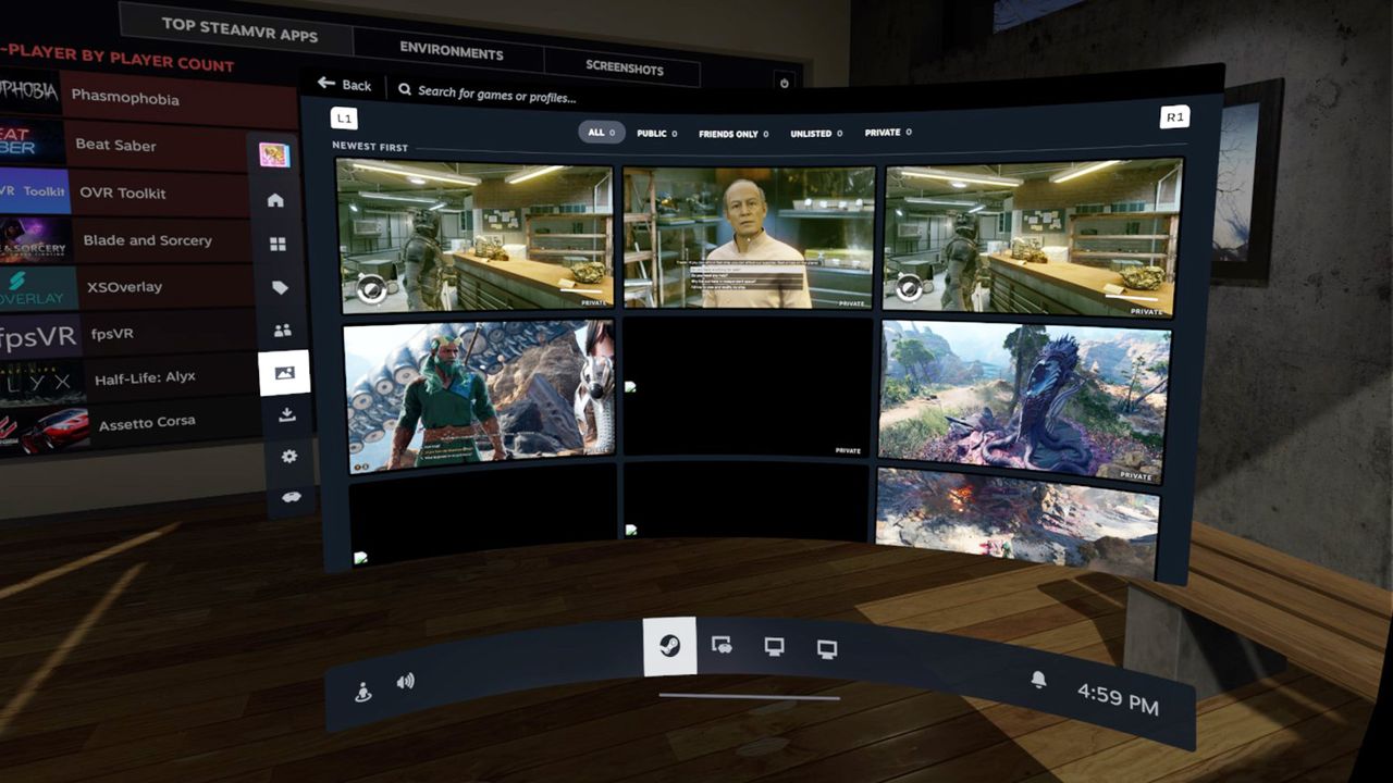 The new SteamVR 2.0 interface with a Quest 2 headset.