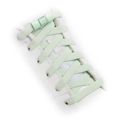 Teezy No Tie Shoe Laces for Trainers | Premium Elastic Weave &amp;amp; Chrome Buckle | Adult/kids Tieless Elastic Shoelaces | Original (pale Green)