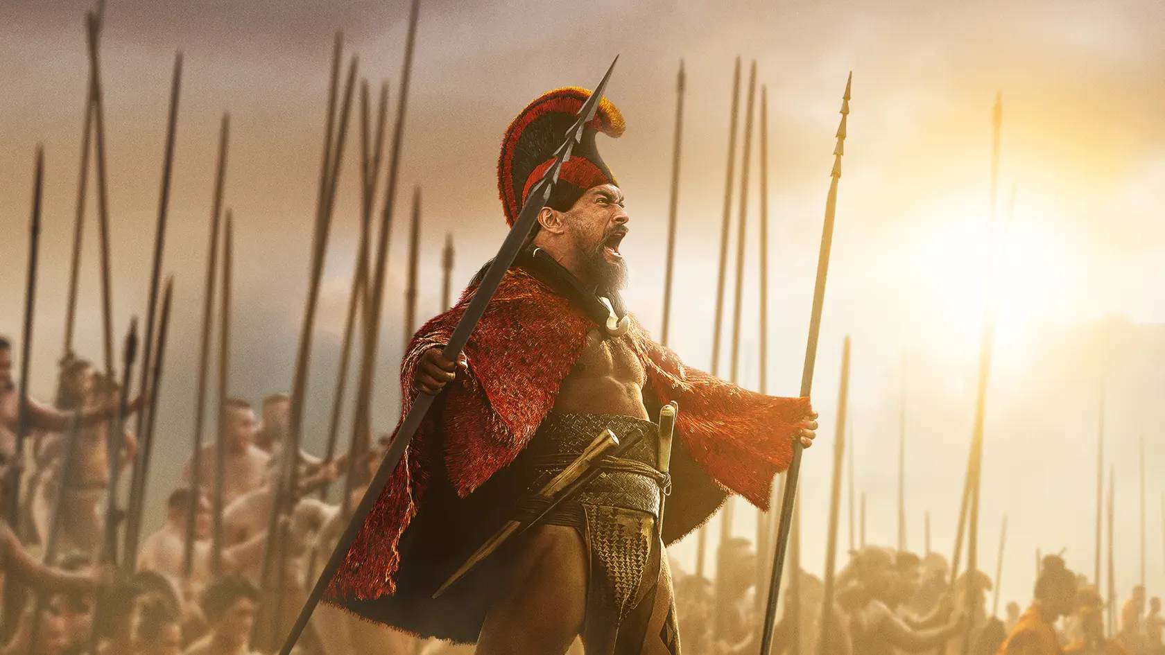 Jason Mamoa in a still from the upcoming film Chief of War on Apple TV+ 