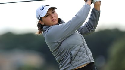 Alexa Pano takes a shot during the 2024 AIG Women&#039;s Open