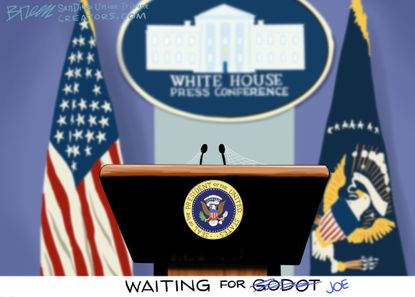 Political Cartoon U.S. biden press conference