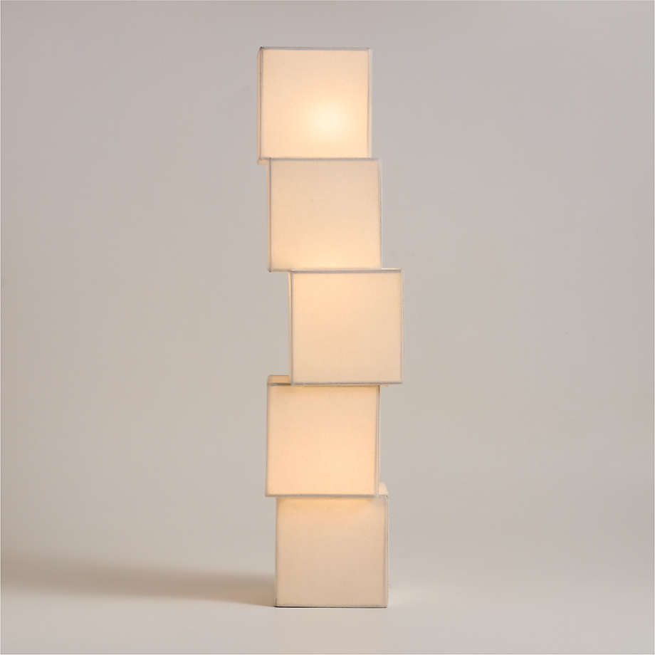 Brigette Romanek x Crate&Barrel stacked cube linen table lamp 