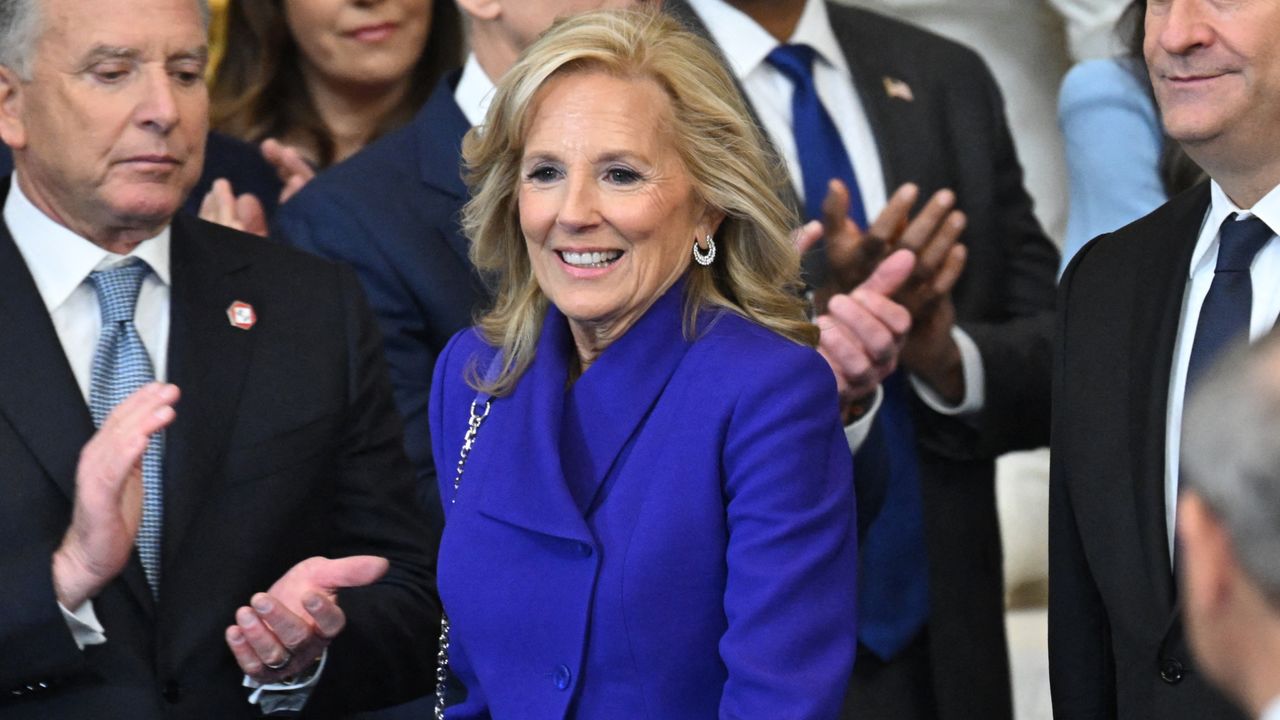 Jill Biden wearing a ralph lauren coat 