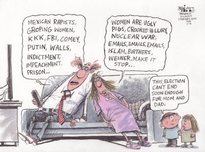 Political cartoon U.S. 2016 election toll on voters