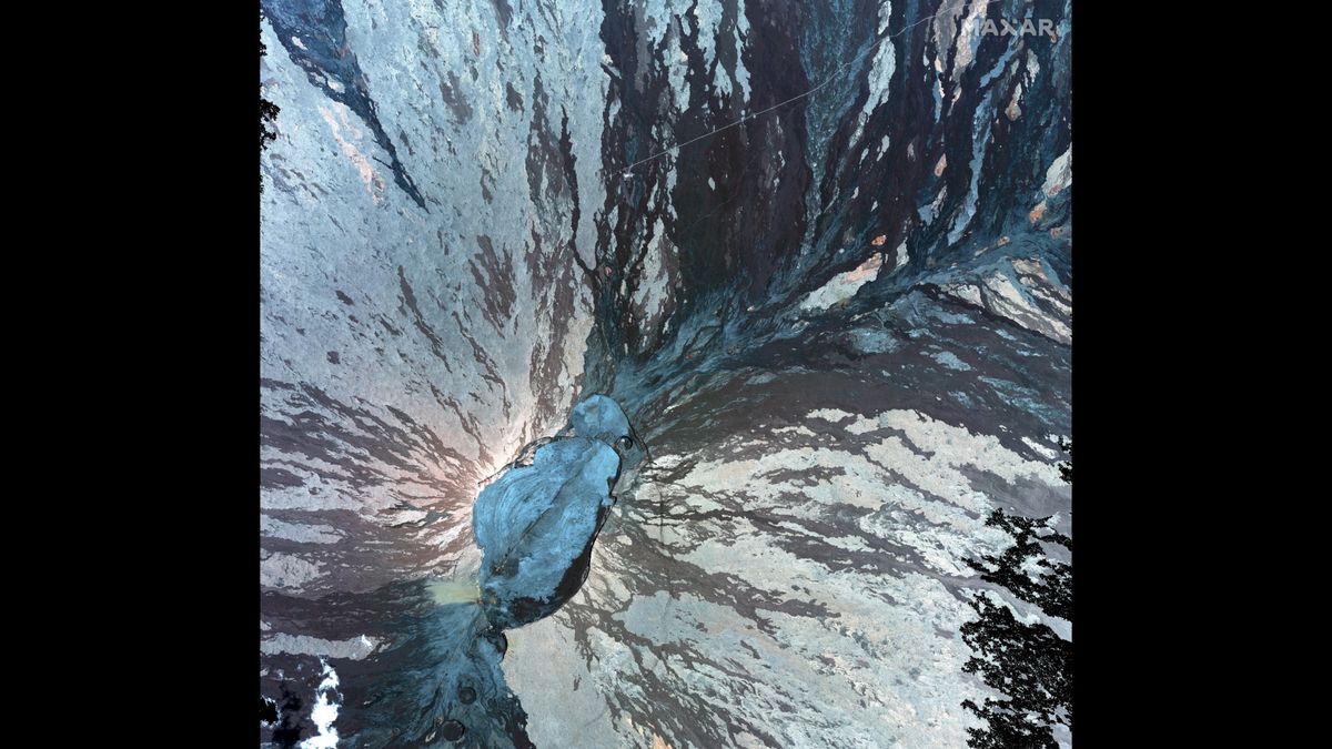 A Maxar satellite view of Mauna Loa captured in July 2022, before the current eruption began.