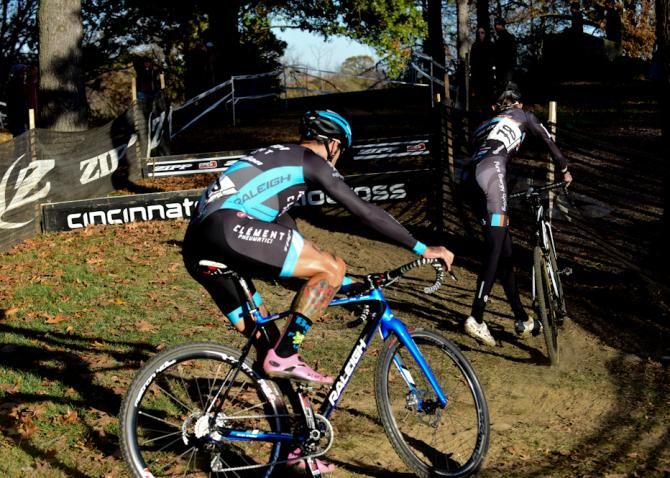 Ben Berden (Raleigh Clement) chasing Cameron Dodge early in the race.