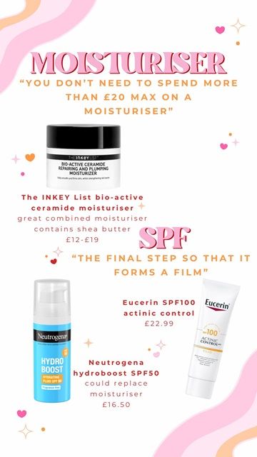 Various moisturisers with their names, images, and prices.