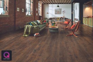 dark wood vinyl flooring in modern living room